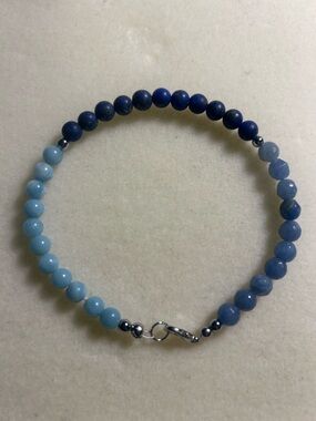 Blue aventurine, Lapis Lazuli, Aquamarine Gradient Bracelet - Women's Jewelry